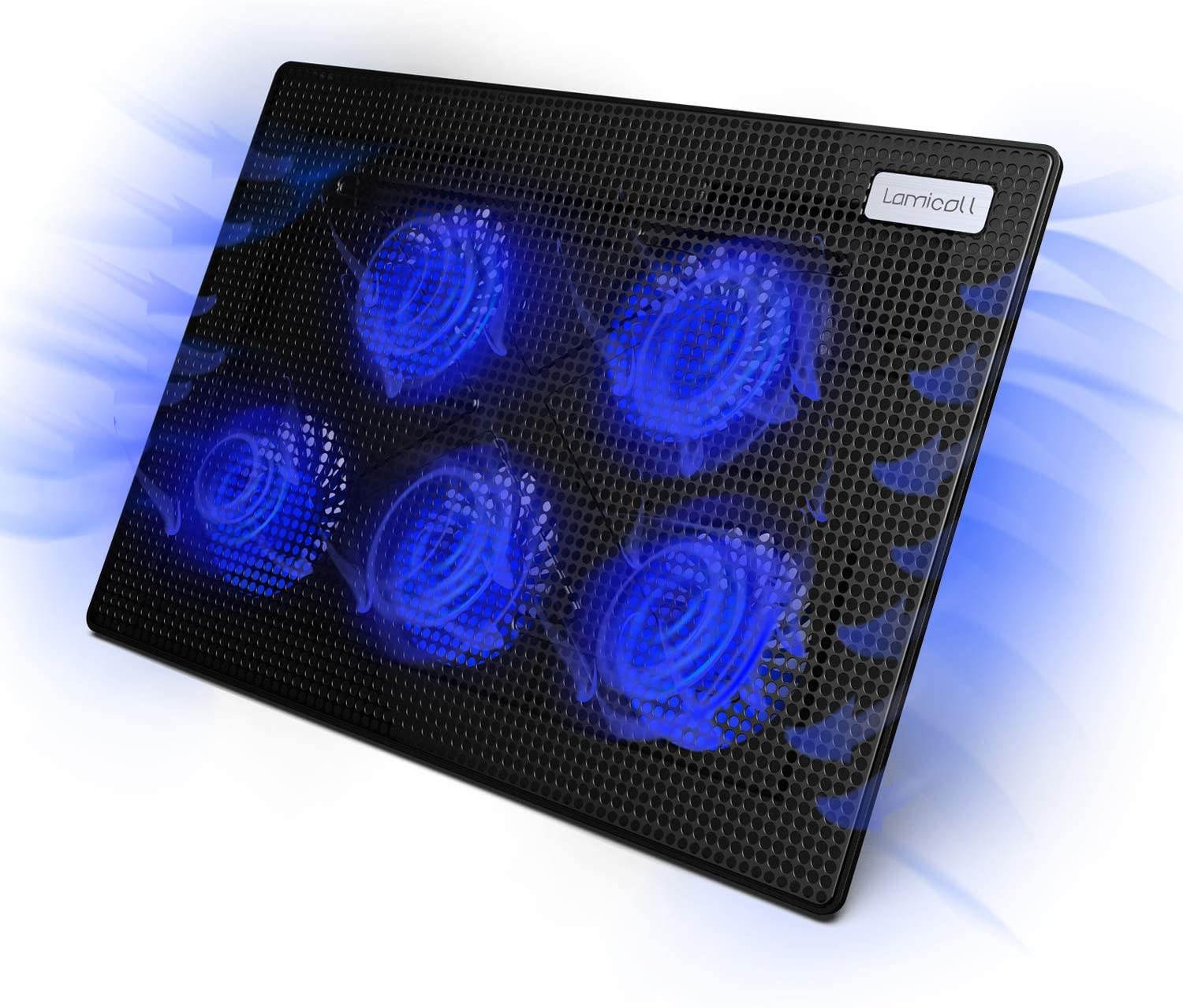 Laptop Cooling Pad, Laptop Cooler : Portable Slim Laptop Cooling Stand Holder Riser with 5 Fans Compatible with MacBook Air Pro Dell XPS HP Alienware Laptop Notebooks Up to 15.6 Inch