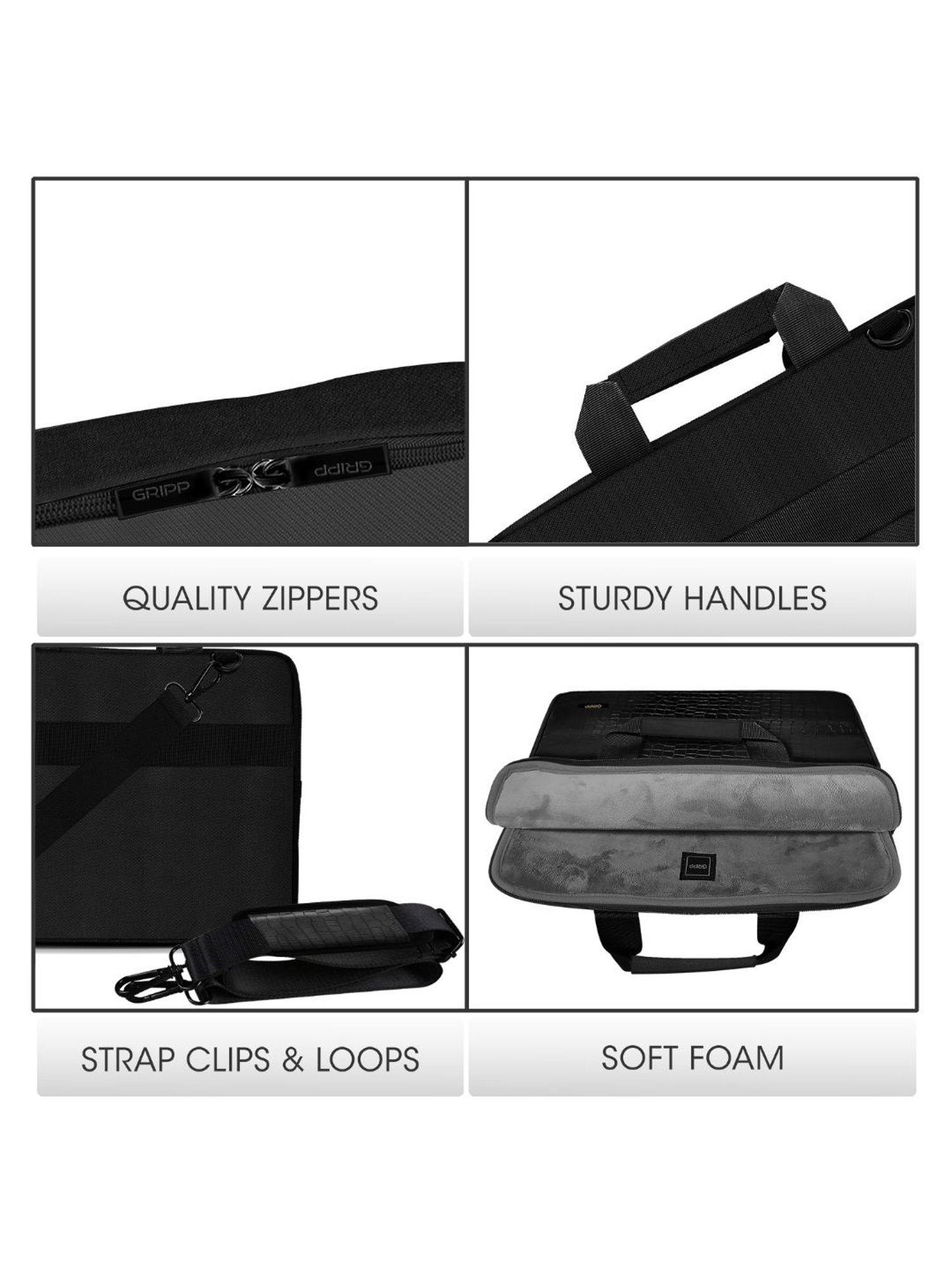 Gripp Croc Compact Fleet Executive Business Laptop & Tablet Bag For Macbook 13.3 & 14 (Black)