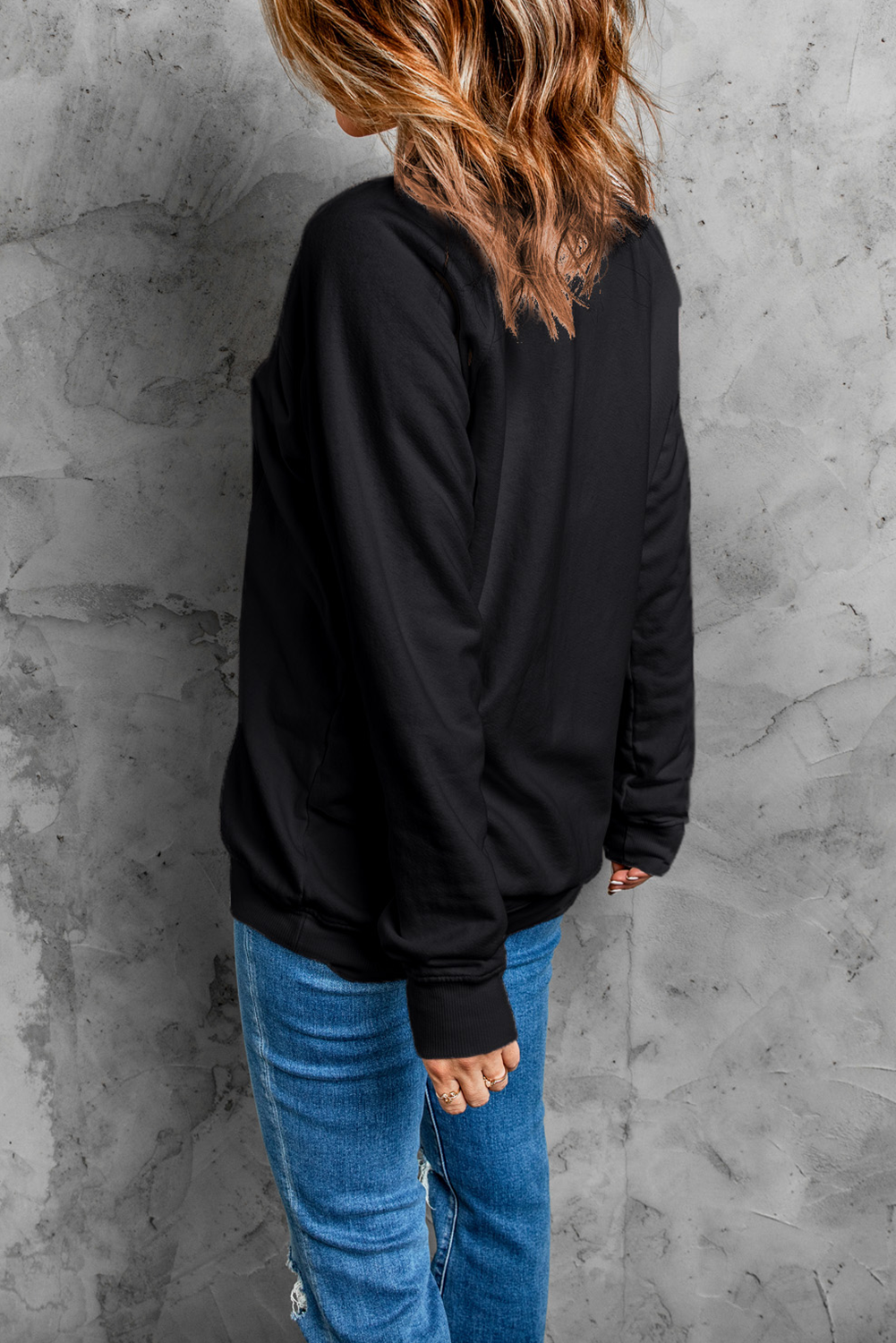 Gray Xmas Candy Cane Sequins Graphic Corded Sweatshirt