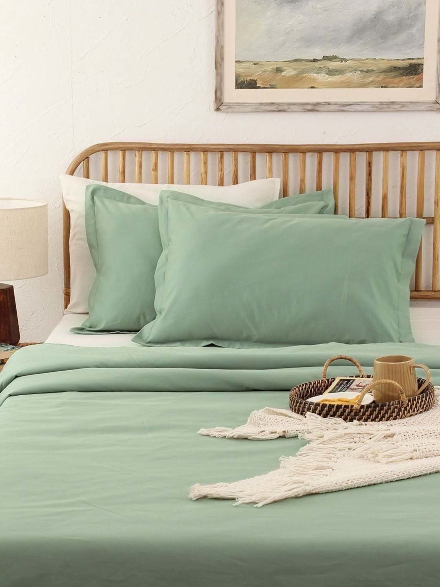 House This Sage Green Cotton 600 TC Double Duvet Cover