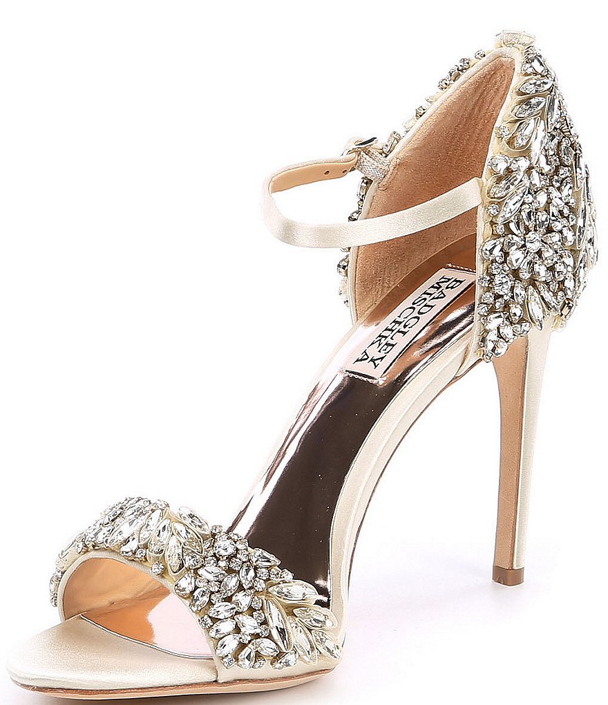 Badgley Mischka Tampa Jeweled Satin Dress Sandals