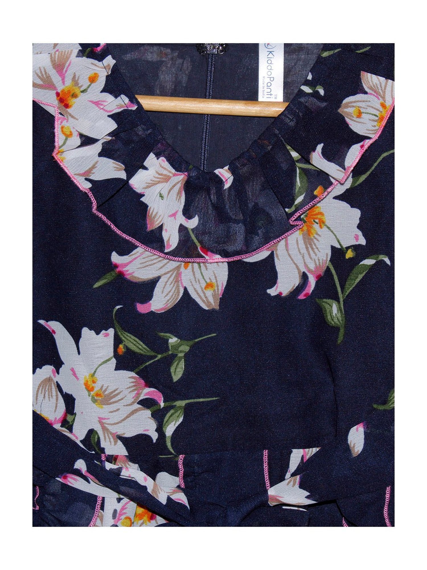 Kiddopanti Kids Navy Floral Print Dress