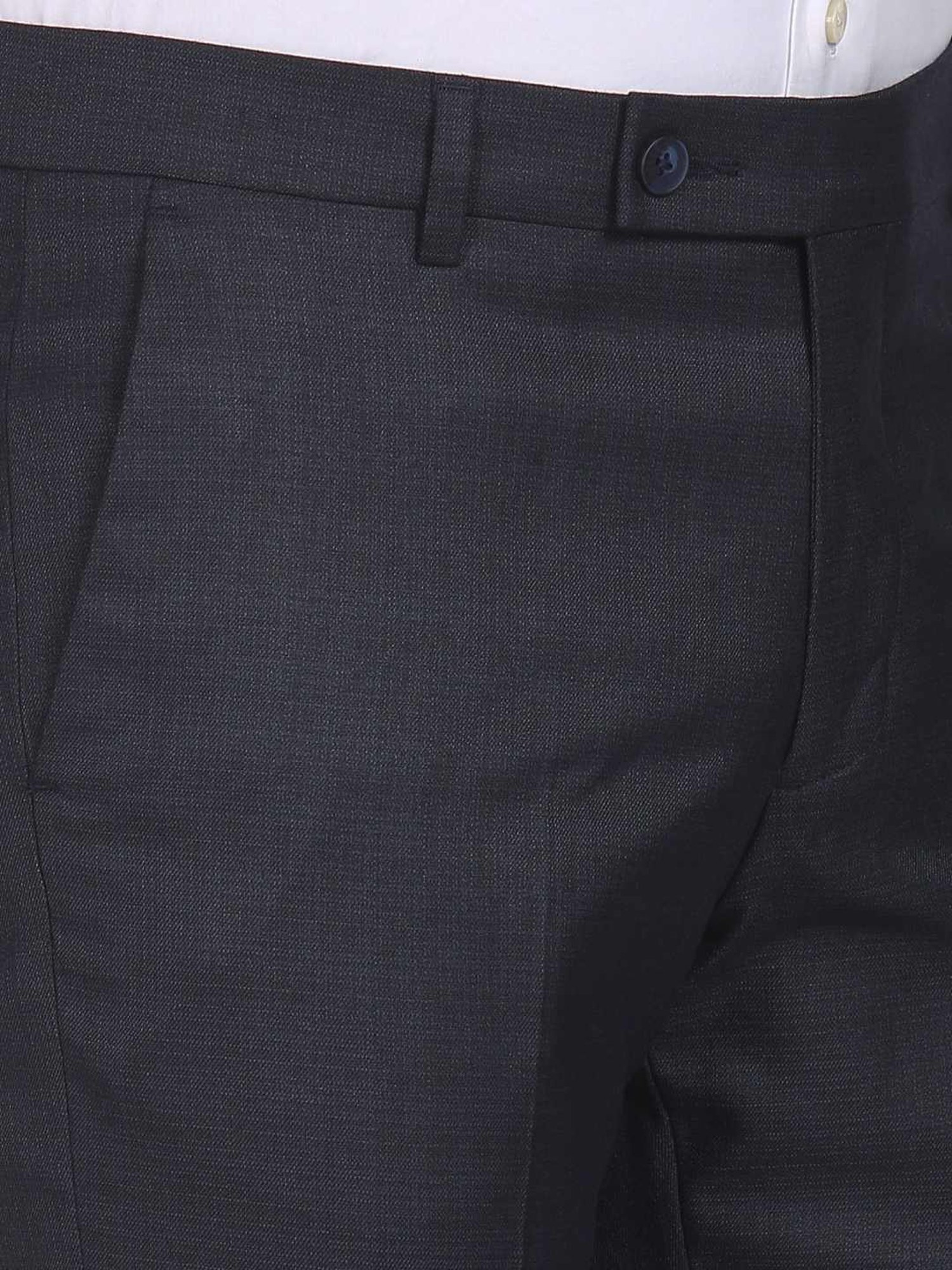 Arrow Blue Regular Fit Self Pattern Trousers