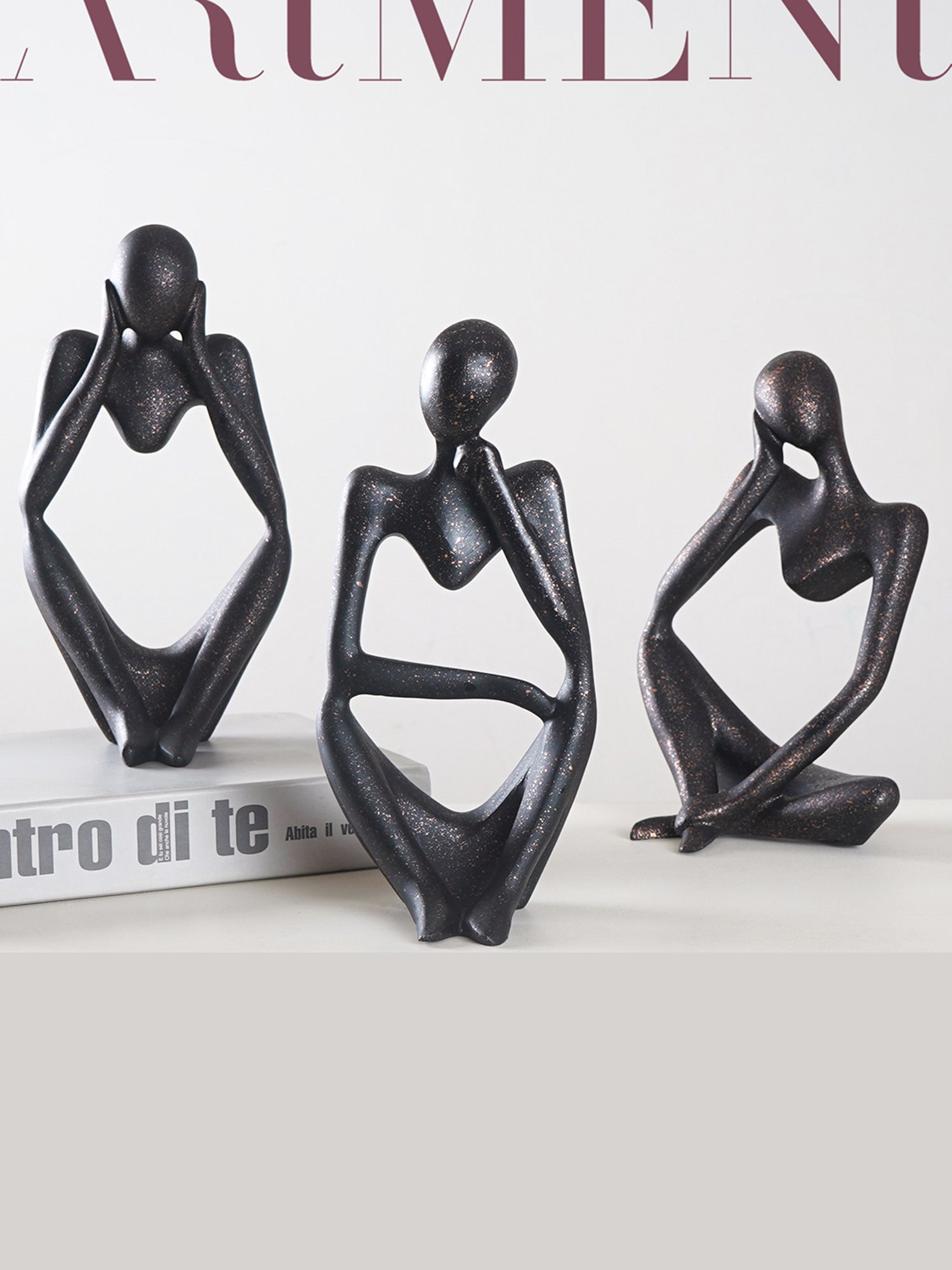 The Artment Abstract Antique Bronze Style 1 Thought Thinker Showpiece