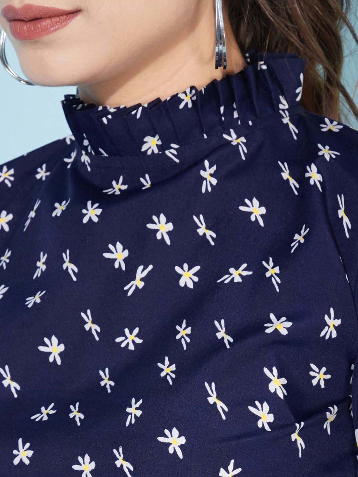 SELVIA Blue Printed Top