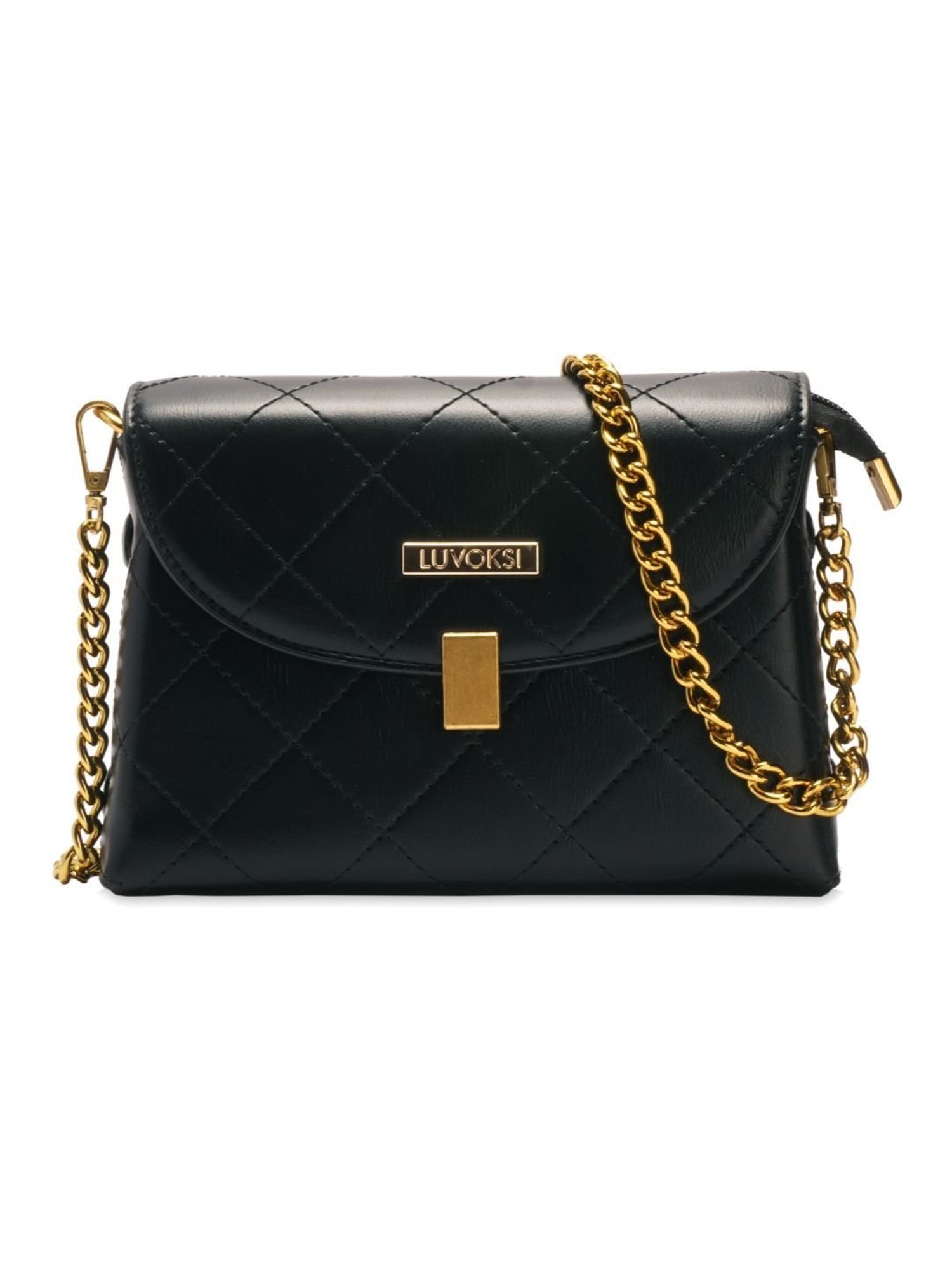 Luvoksi Black Quilted Medium Cross Body Bag