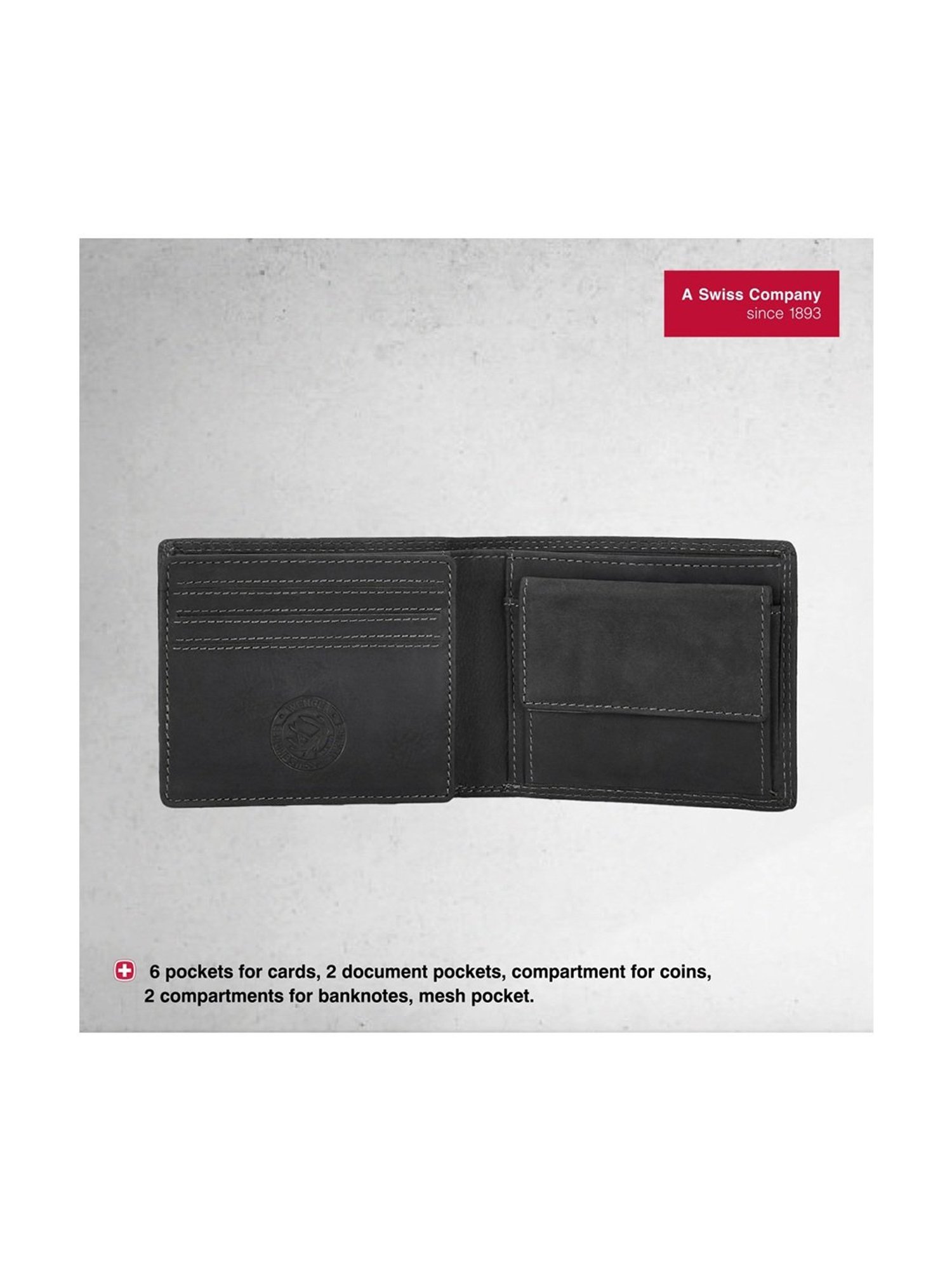 Wenger Hunter Black Casual Leather Bi-Fold Wallet for Men