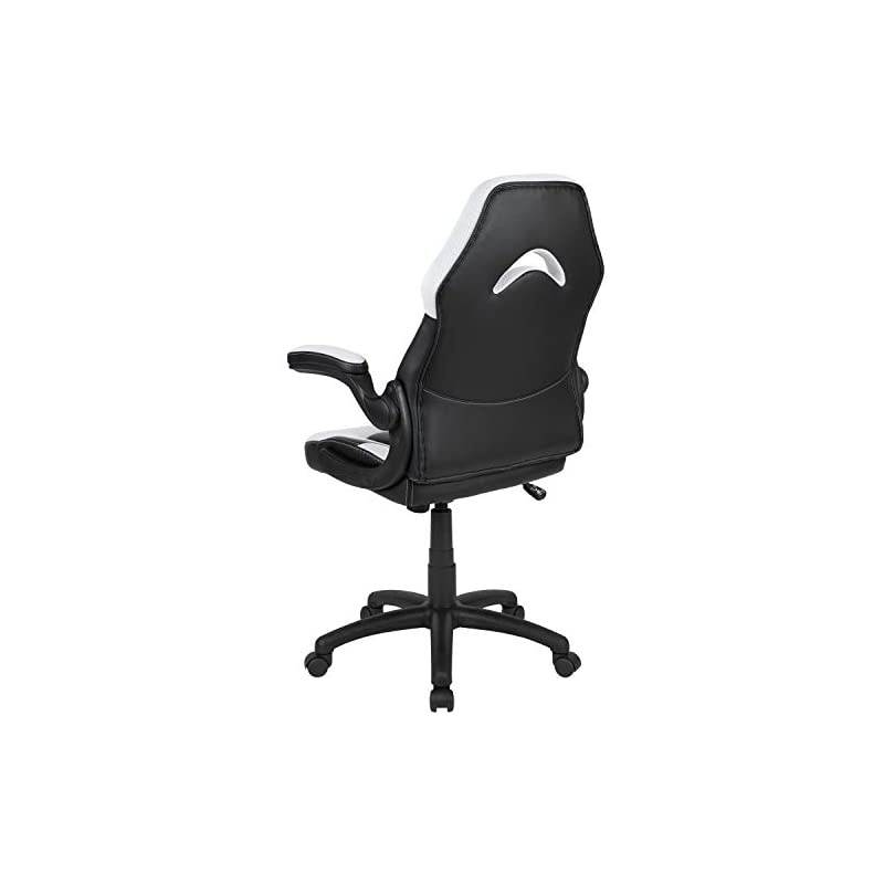 X10 Gaming Chair Racing Office Ergonomic Computer PC Adjustable Swivel Chair with Flip-up Arms, White/Black LeatherSoft