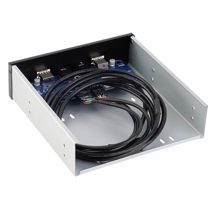 EnLabs FP525U22AM PC Case 5.25 inch front panel 2 Ports USB 2.0 USB Hub w/ HD Audio Output & Microphone,2.6ft USB 9pin to 2x USB 2.0 Splitter w/ Stereo Audio Mic