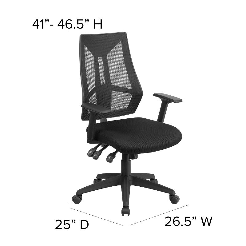 Mesh Sled Base Side Reception Chair with Flip Up Arms Black - Riverstone Furniture