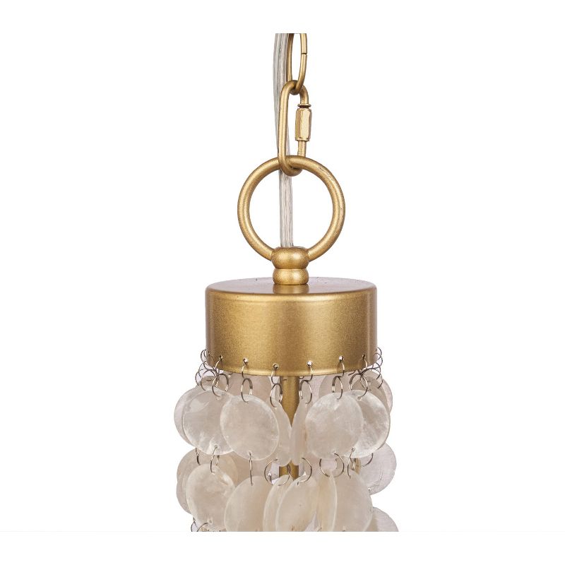 27.5" 6-Arm Capiz Shell Candelabra Chandelier Brushed Gold - River of Goods