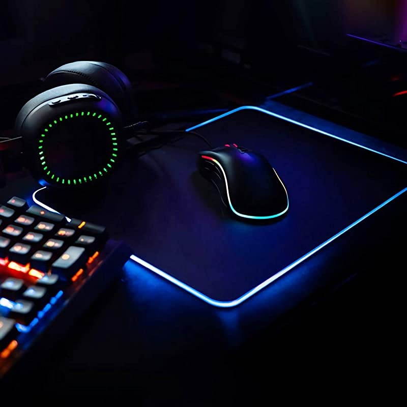 RGB LED Gaming Mouse Pad LED Mouse Pad Mad with 15 Lighting Modes NonSlip Rubber Base USB Computer Mousepad for GamerOffice and Home138 x 98 x 02 Inch