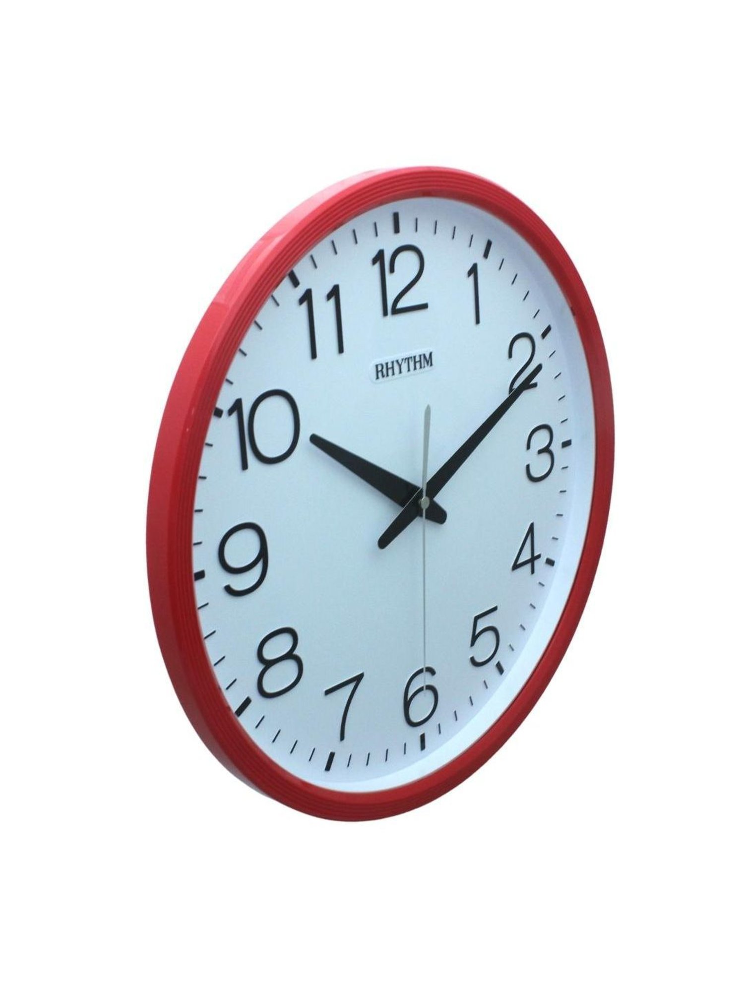 RHYTHM Elegant Round Red Plastic Wall Clock