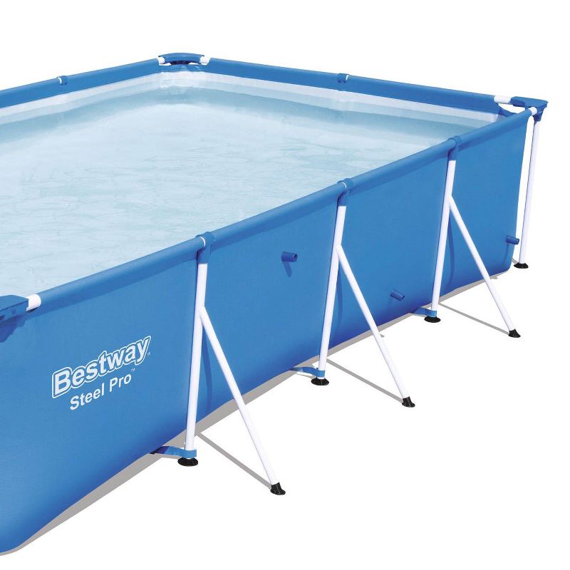 Bestway 56512E Steel Pro 13ft x 7ft x 32in Outdoor Rectangular Frame Above Ground Swimming Pool, Blue (Pool Only)