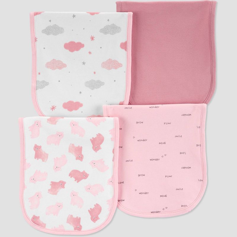 Baby Girls' 4pk Burp Cloth - Just One You® made by carter's Pink One Size