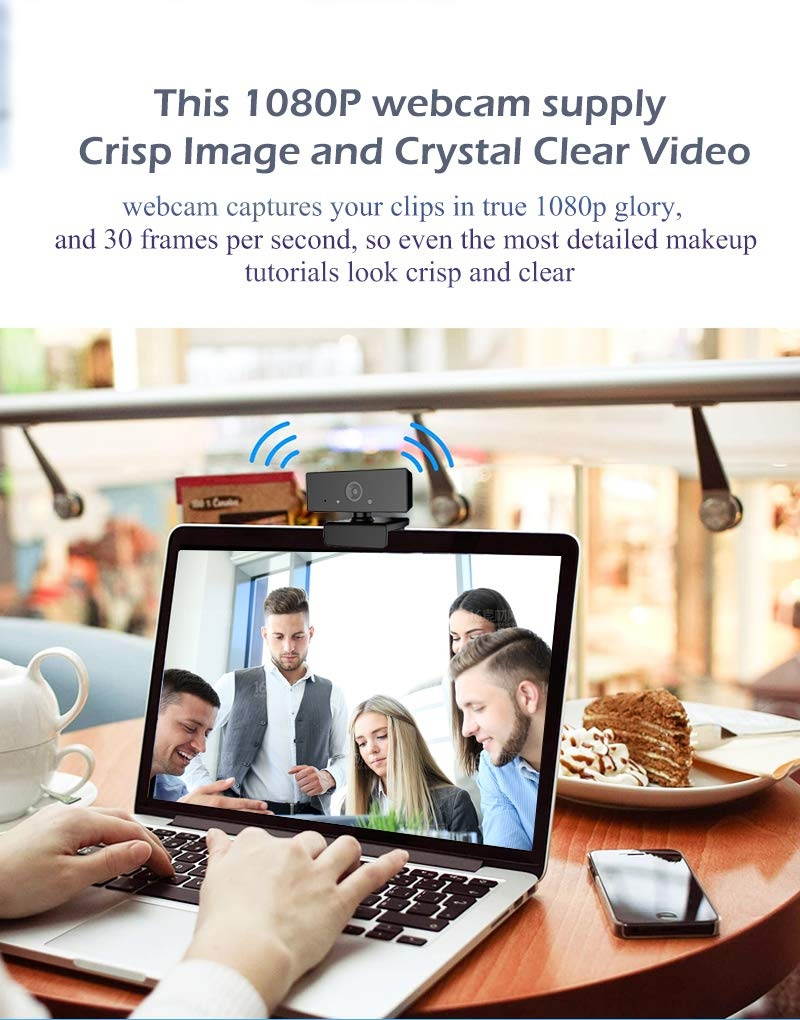 Webcam with Microphone Streaming for HD 1080p, Desktop with Built-in Microphone, Widescreen Video Calling and Recording, Desktop Or Laptop Notebook Webcam