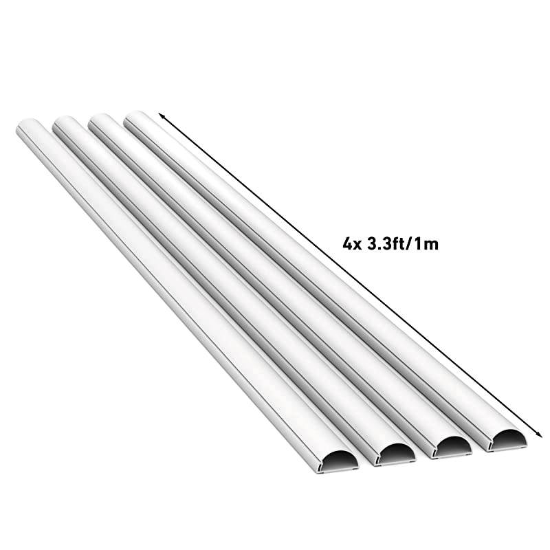 Mini Cable Raceway Kit | SelfAdhesive Wire Covers | Electrical Raceway Popular Cable Organizer for Home Theater TV Office and Home | 4 x 39 Lengths Per Pack White
