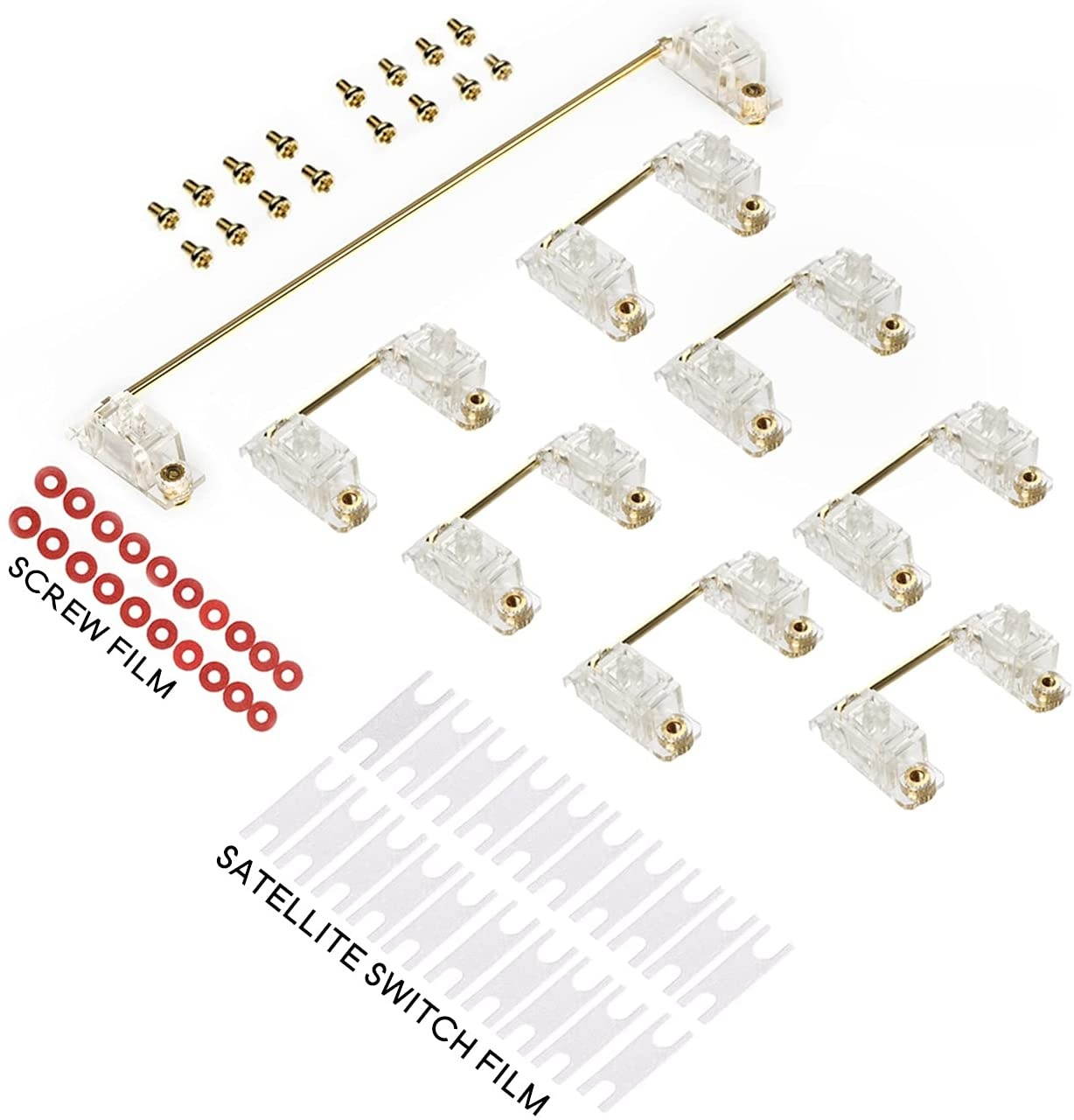 Screw Stabilizers Gold Plated PCB Stabilizers Mechanical Keyboard Accessories Transparent PC Material Satellite Switch 6.25u 2u for Mechanical Keyboard