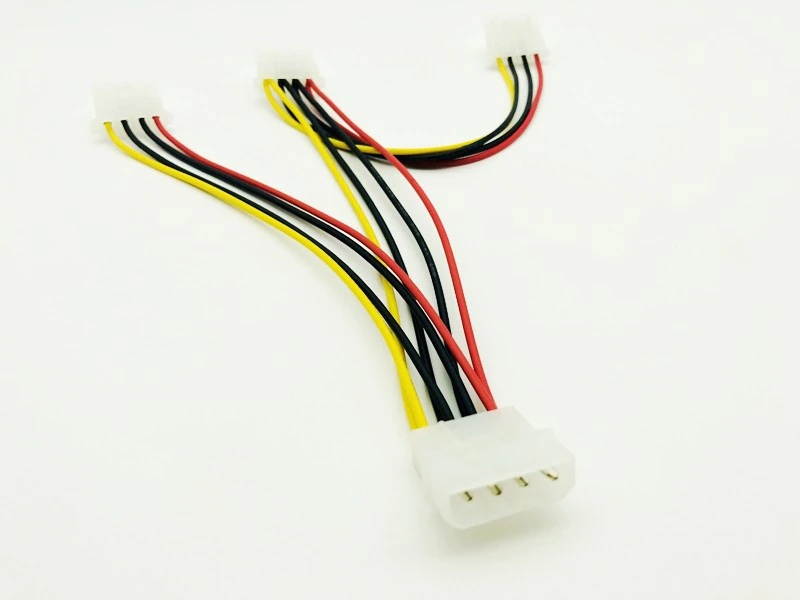 1PCS 4Pin Power Cable 4Pin Molex Male to 3 Port Molex IDE Female Power Supply Splitter Adapter Computer 4Pin IDE Power Cord NEW