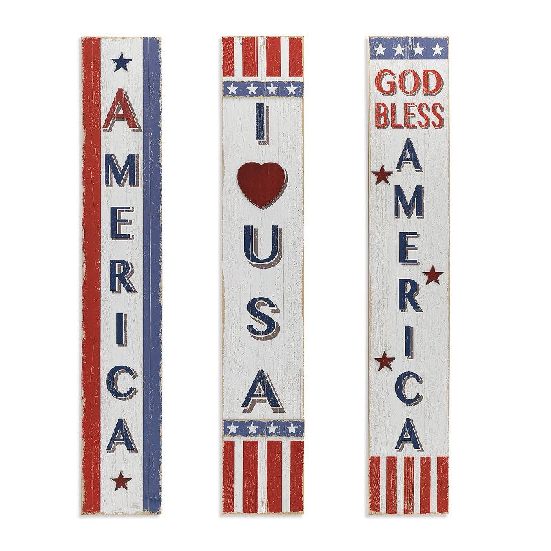 Gerson International 47.2-Inch High Assorted Wooden Americana Home D'ecor, Set of 3
