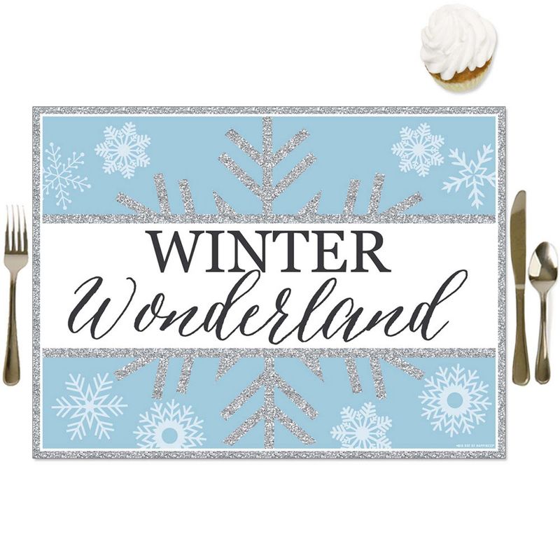 Big Dot of Happiness Winter Wonderland - Party Table Decorations - Snowflake Holiday Party and Winter Wedding Placemats - Set of 16