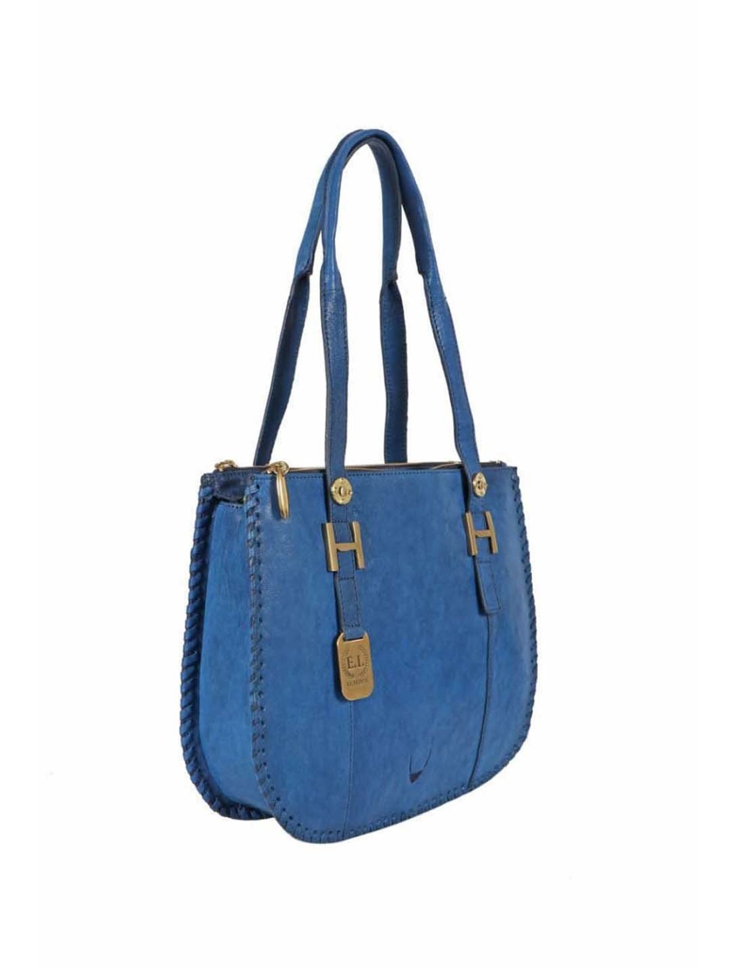 Hidesign Blue Solid Medium Shoulder Bag