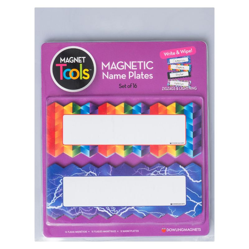 Dowling Magnets Zigzags & Lightning Magnetic Name Plates 16 pc