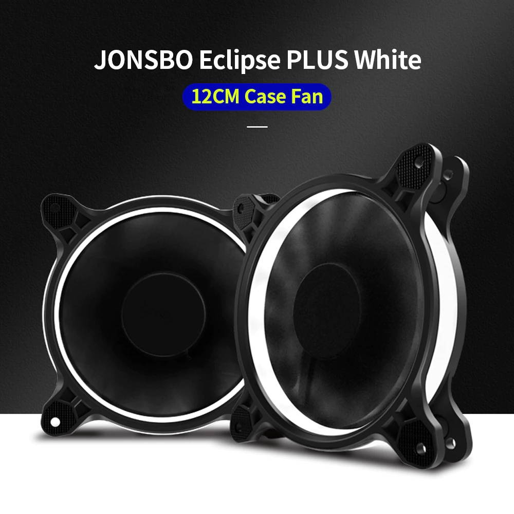 JONSBO Eclipse PLUS White Computer Cooling Fan 12CM Chassis Case Fan with Hydraulic Bearing 25 Lamp Beads LED Light Effect