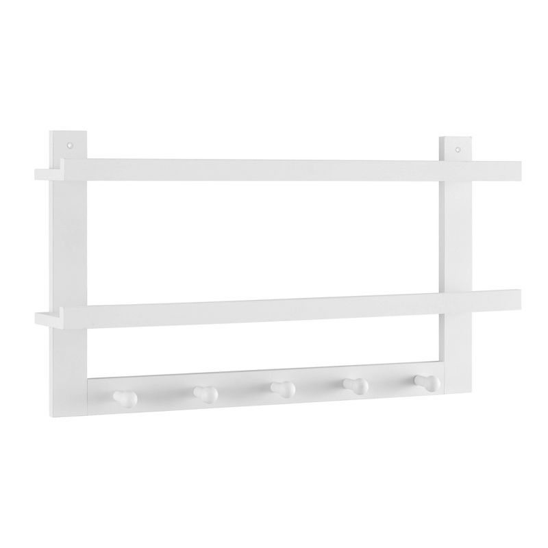 29" x 16" 2 Tier Coat Rack and Wall Shelf White - Danya B.