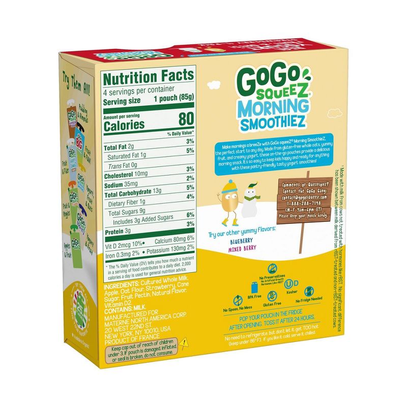 GoGo Squeeze Morning Smoothie - Strawberry - 3oz/4ct
