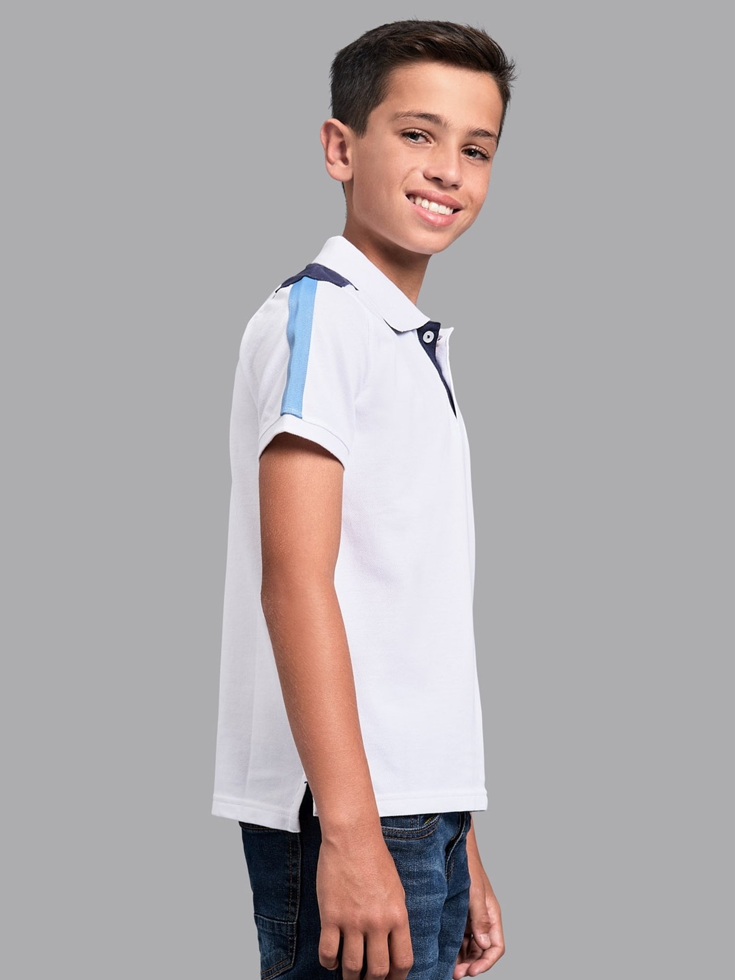 Beverly Hills Polo Club Kids White Cotton Regular Fit Polo T-Shirt
