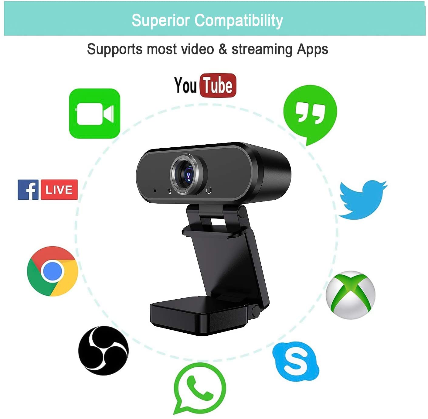 Webcam with Microphone, 1080P Full HD Webcam Streaming Computer Web Camera for Video Calling Conferencing Recording, USB Webcams for PC Laptop Desktop