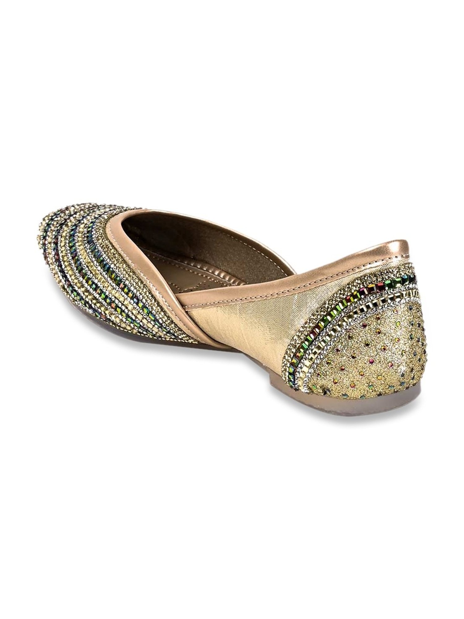 Jove Women's Gold Ethnic Juttis