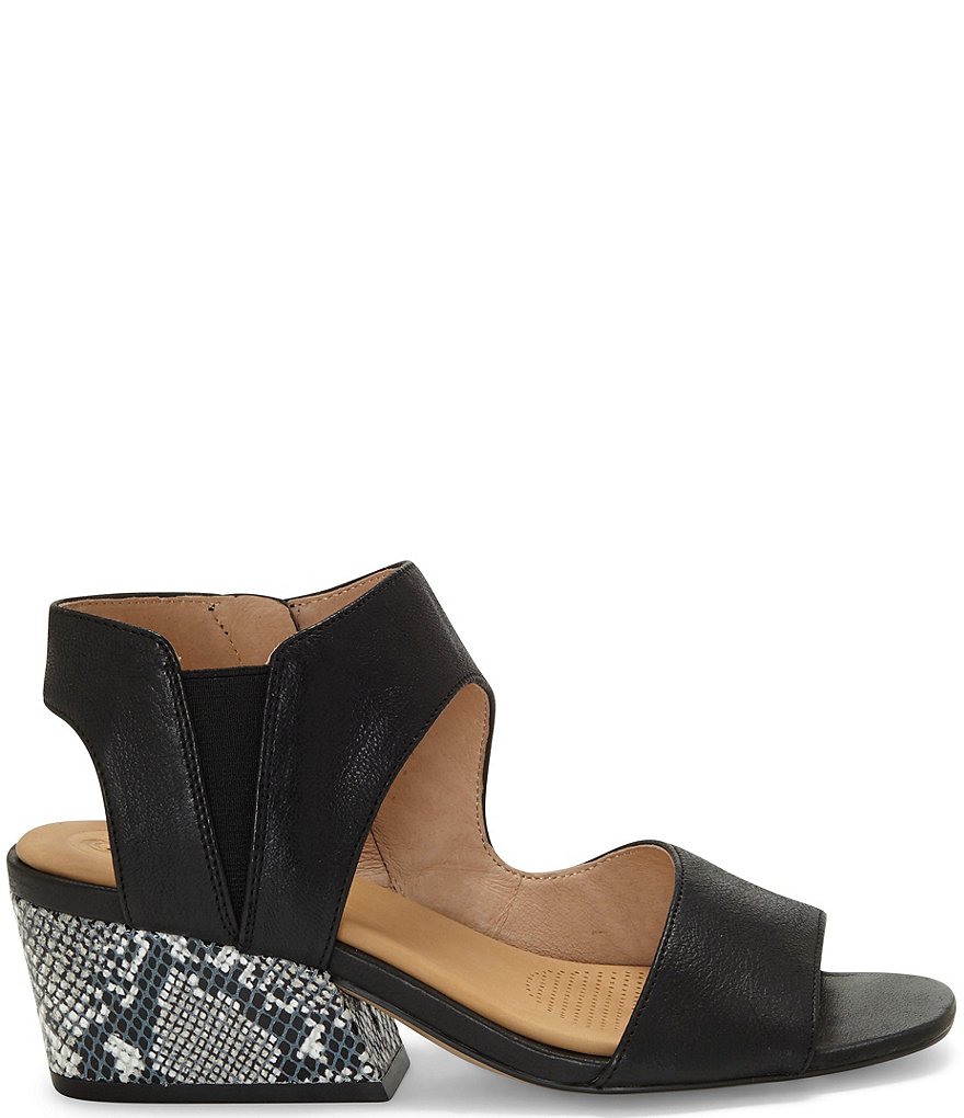 CC Corso Como Sayge Leather Snake Print Block Heel Sandals