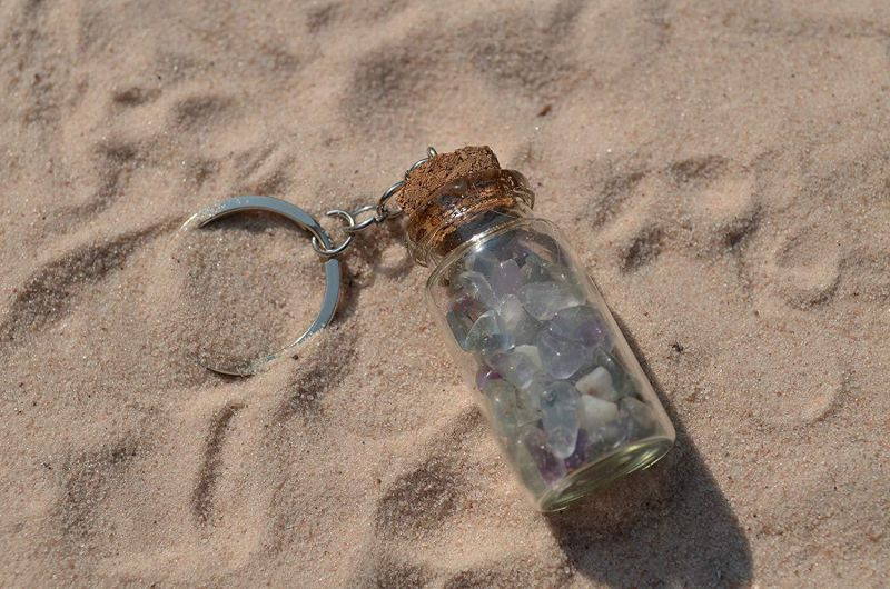 Fluorite Stone Vial Keychain