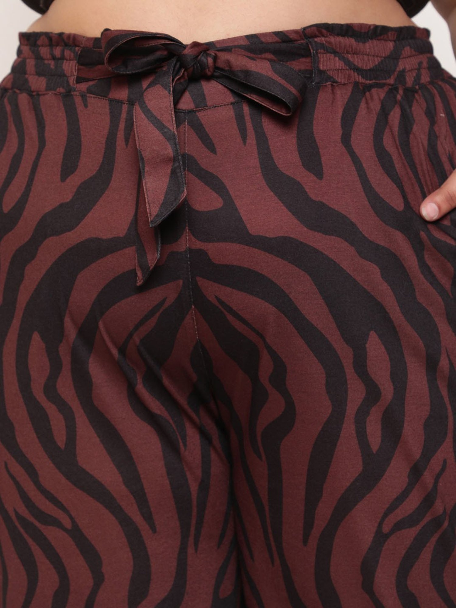 Amydus Bronze Printed Regular Fit High Rise Trousers