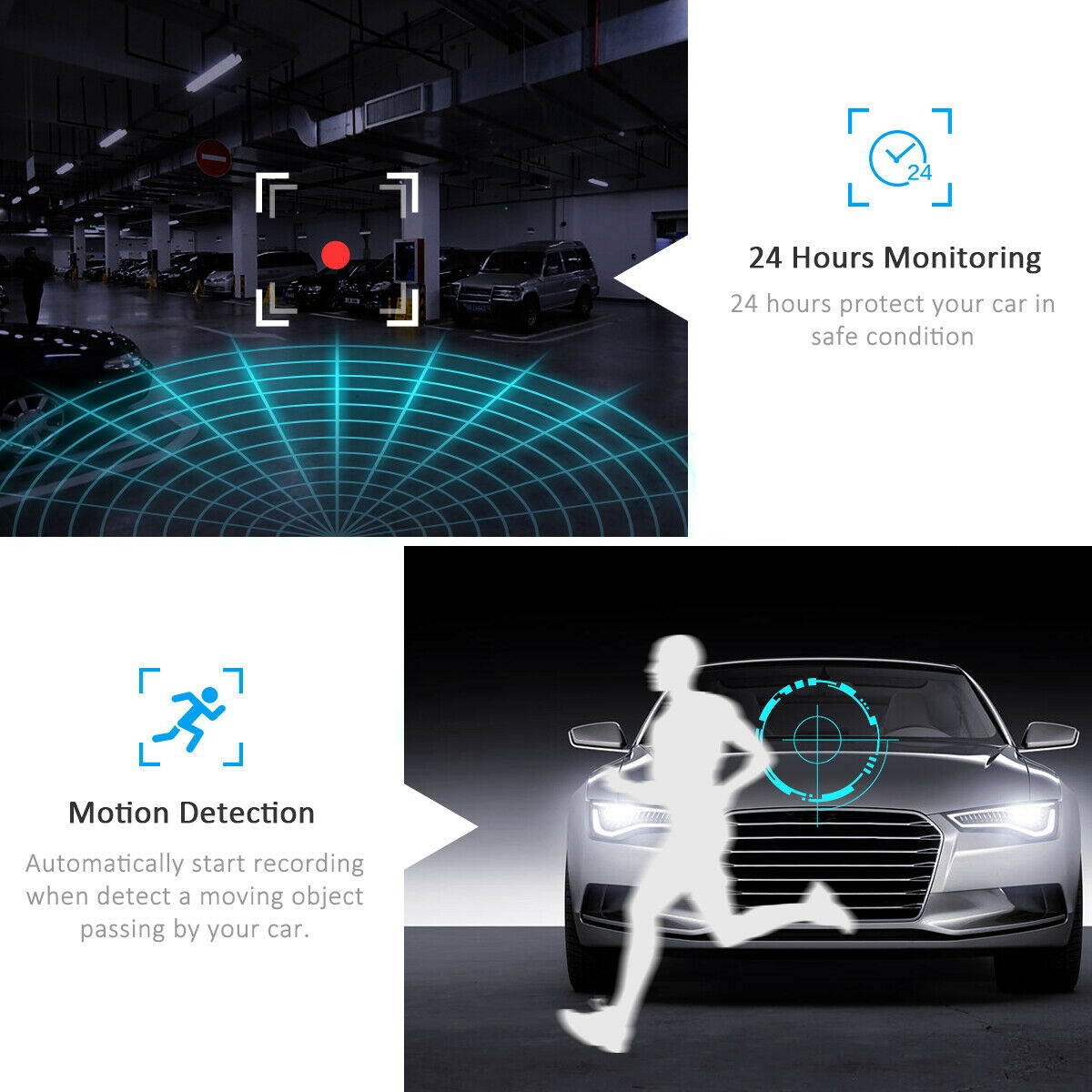 4" HD 1080P Dual Lens Car Dashboard DVR Video Recorder Dash Cam+ Rearview camera