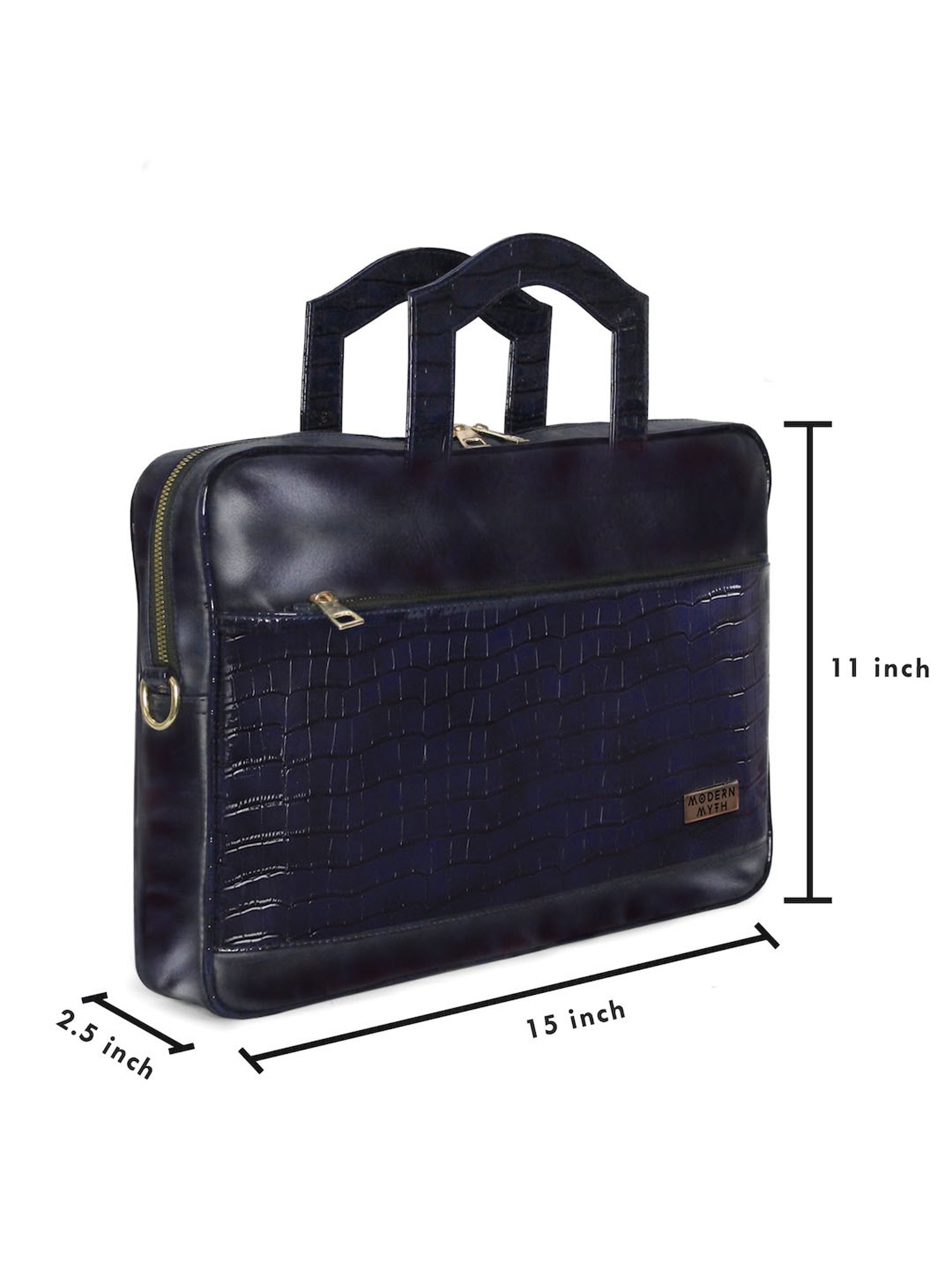 Modern Myth Blue Textured Medium Laptop Handbag