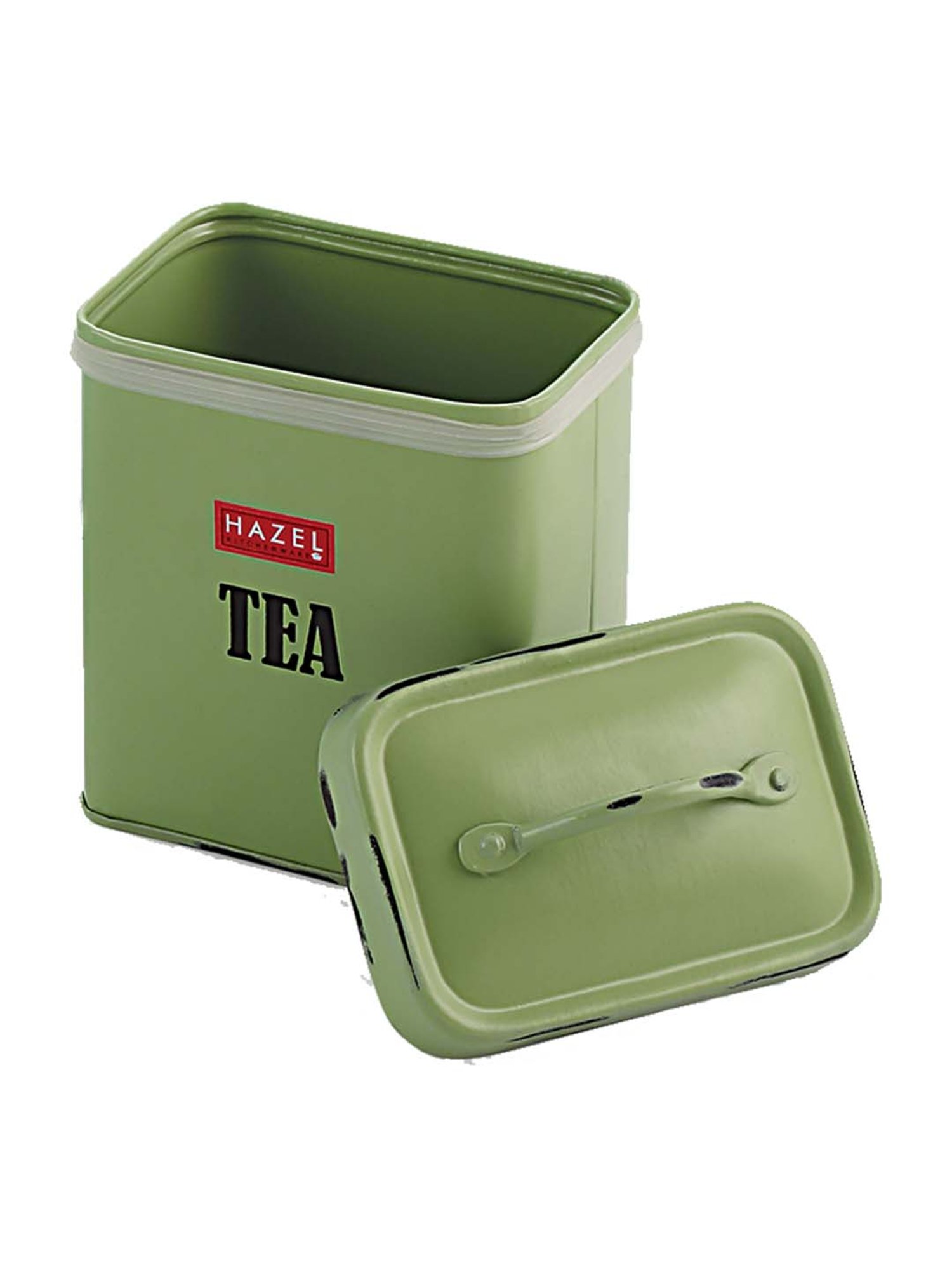 HAZEL Green Galvanized Metal Storage Jar with Lid (1150 ml) - Set of 1