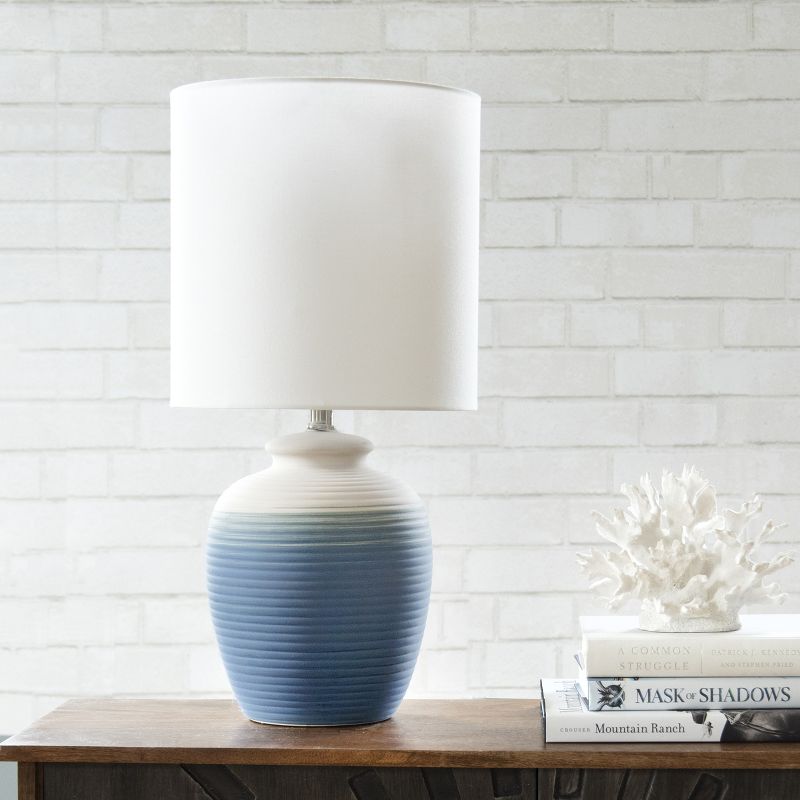 nuLOOM Lane 22" Ceramic Table Lamp Lighting - Blue 22" H x 11" W x 11" D