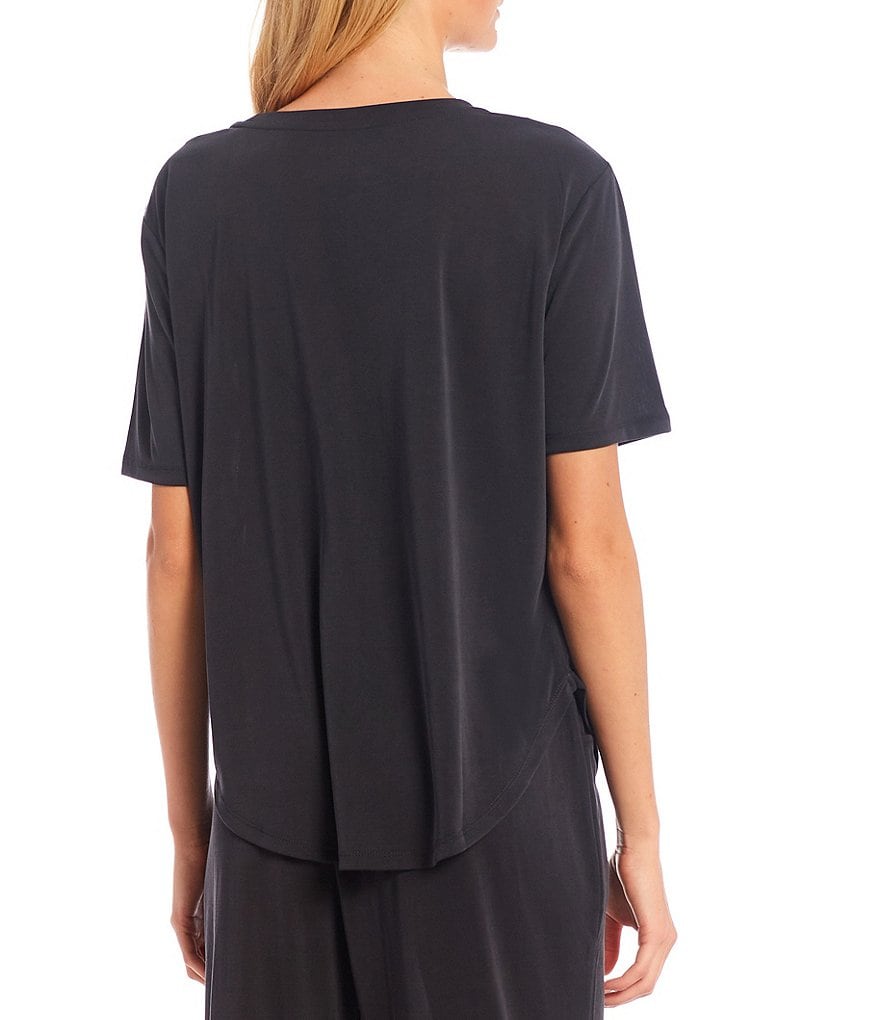 Nottibianche Easy Essentials Solid Jersey Knit Round Neck Short Sleeve Coordinating Sleep Top