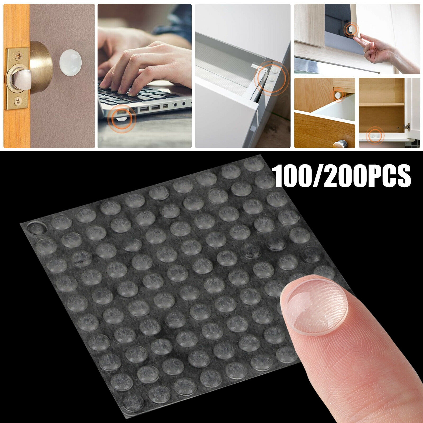 100Pcs Self Adhesive Hemispherical Bumpers Clear Silicone Rubber for Furniture