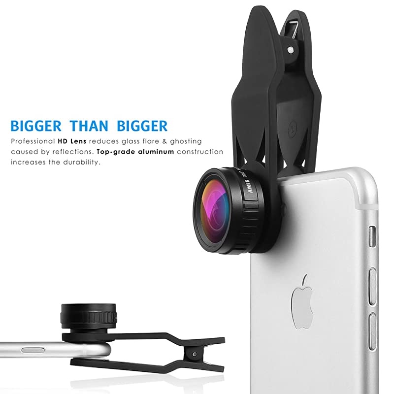 Camera Lens 198&deg; Fisheye Lens 15X Macro Lens 065X Wide Angle Lens ClipOn 3 in 1 Cell Lens for Live Video Compatible with iSamsung Other Smartphones
