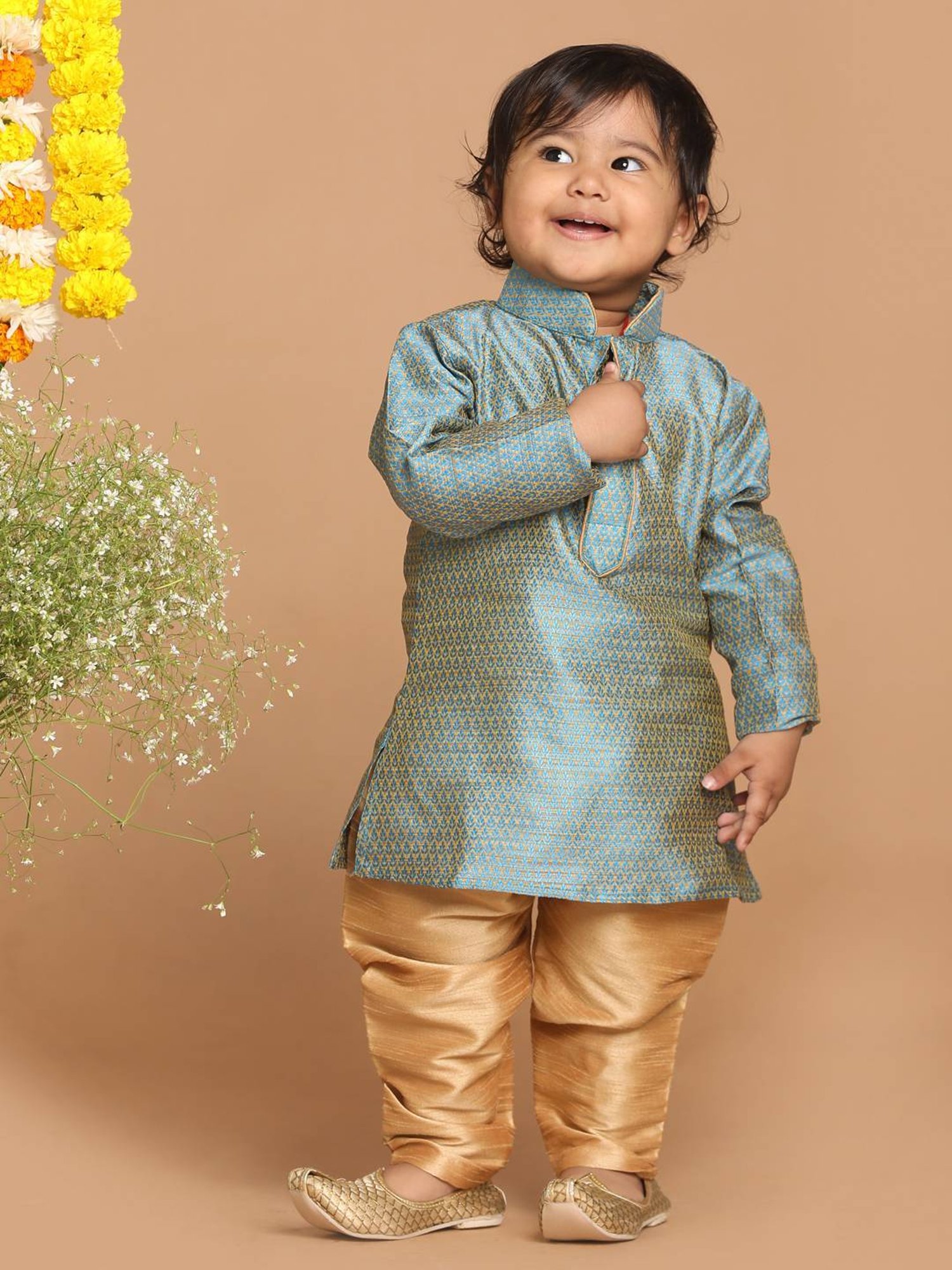 VASTRAMAY SISHU Blue & Gold Printed Kurta Set