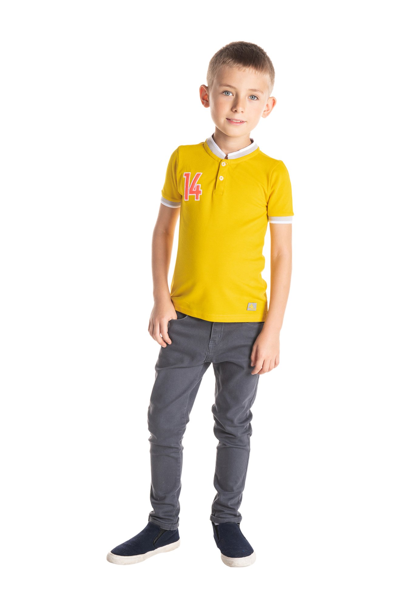 Cherry Crumble By Nitt Hyman Boys Yellow Solid T-Shirt