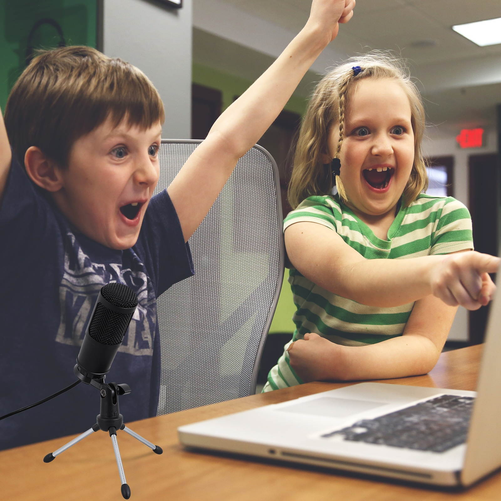 1 Set USB Bracket Microphone Office Home Stable Cardioid USB Condenser Microphone