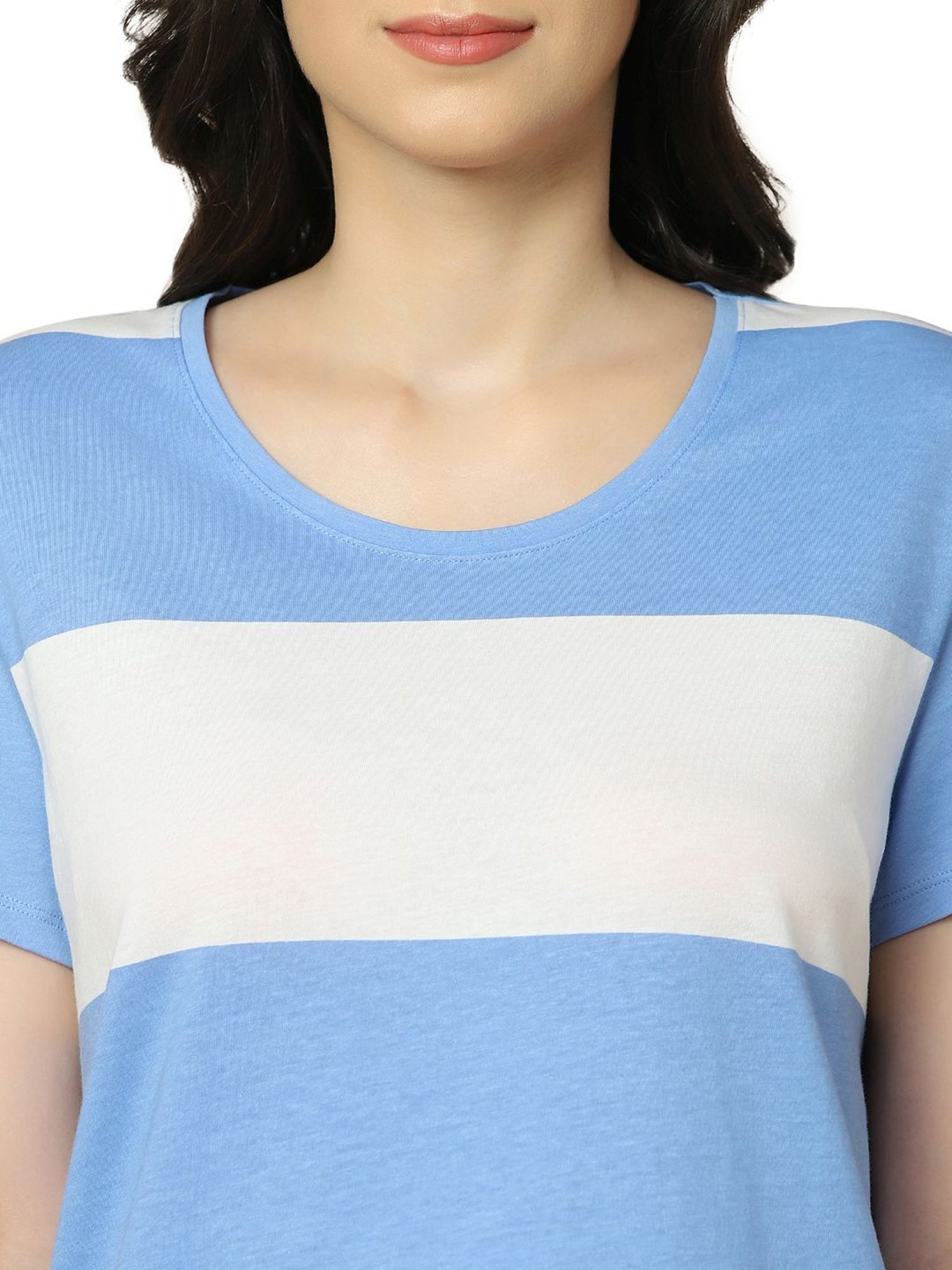 Triumph Blue Cotton Striped Top & Capris Set