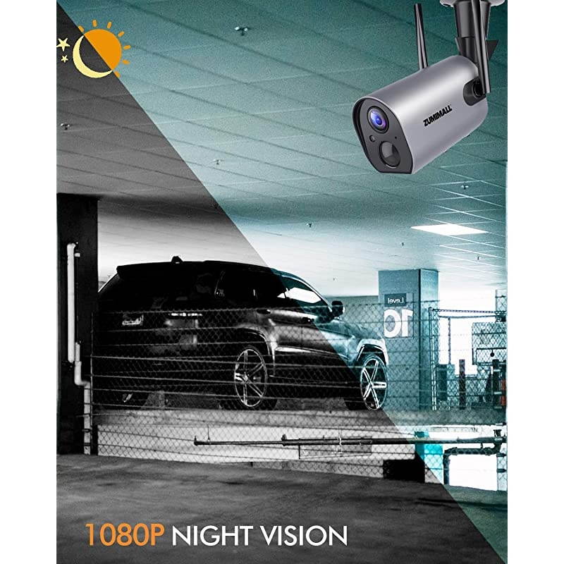 Outdoor WiFi Security Camera Rechargeable BatteryPowered Home Security Camera 1080P Night VisionWaterproof PIR Motion Detection 2Way Audio Compatible with Cloud StorageSD Slot