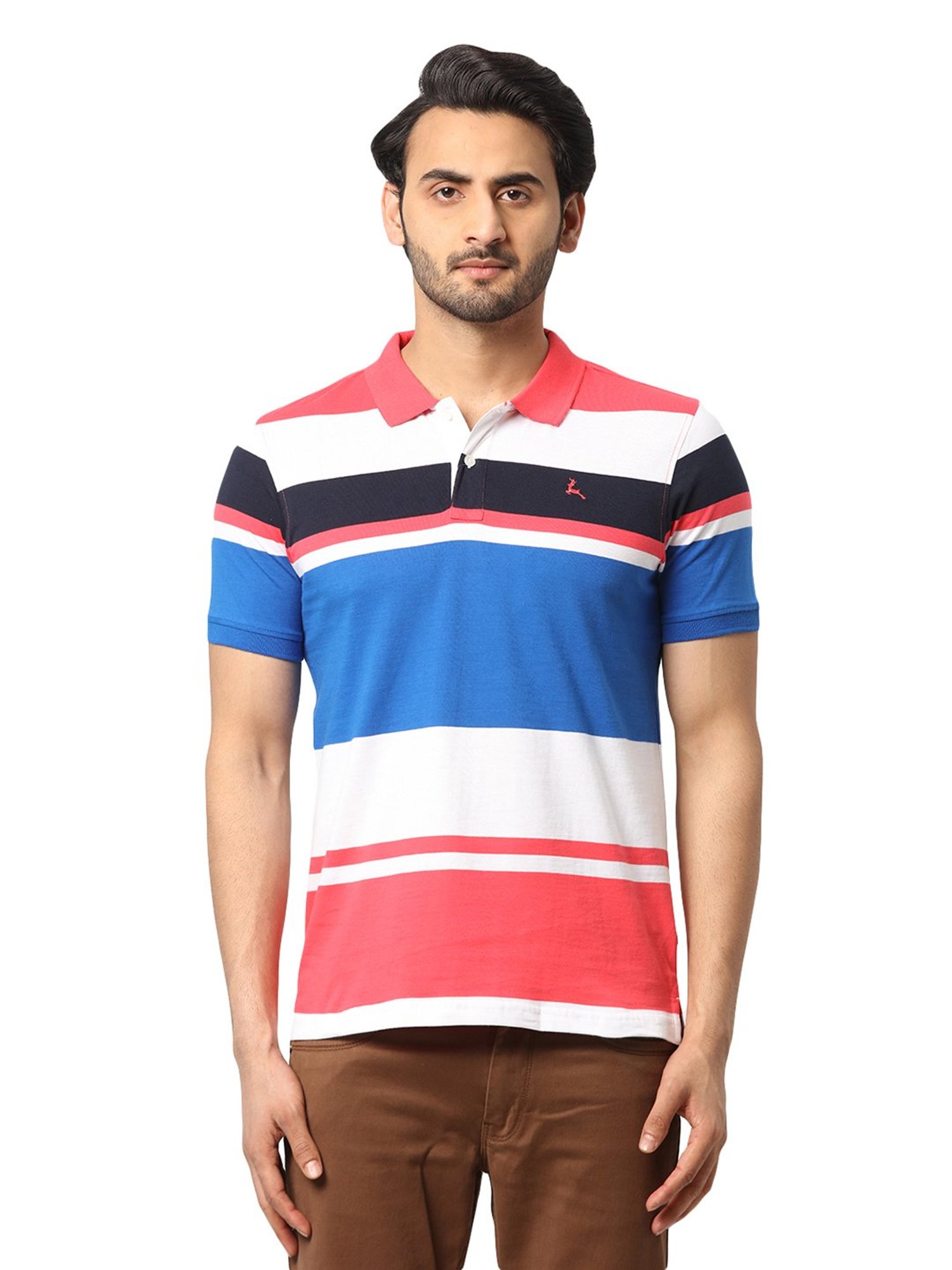 Parx Multicolor Regular Fit Striped Polo T-Shirt