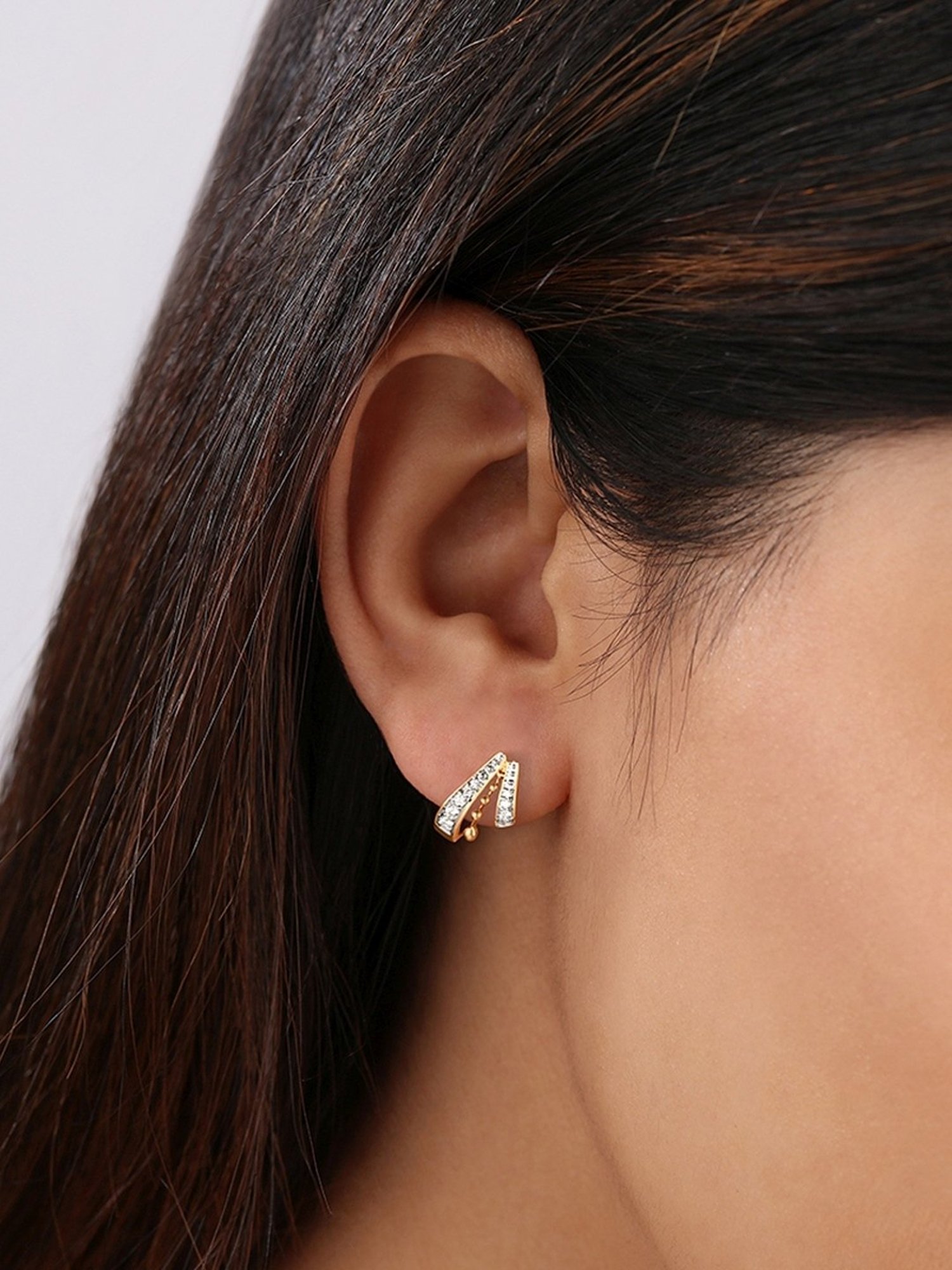 Mia by Tanishq Golden Ray burst 14k Gold & Diamond Stud Earrings